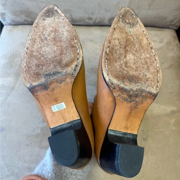 Rachel Comey Sonora Light Brown Leather Ankle Boots Back Zipper Low Heel Size 9