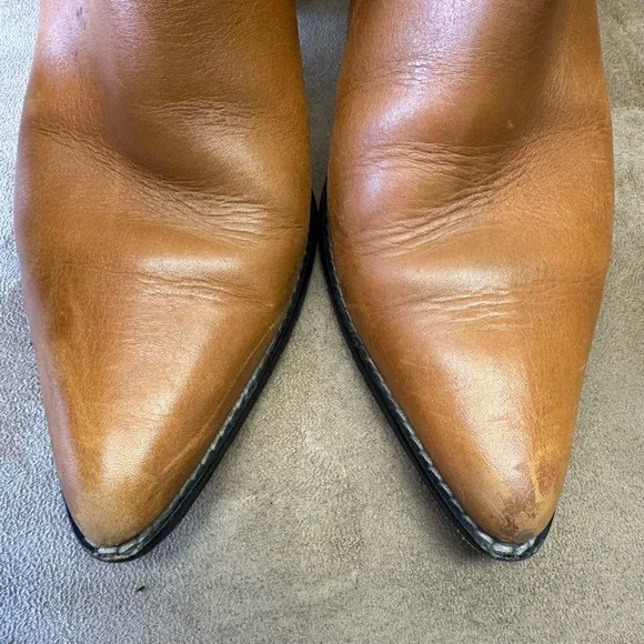 Rachel Comey Sonora Light Brown Leather Ankle Boots Back Zipper Low Heel Size 9