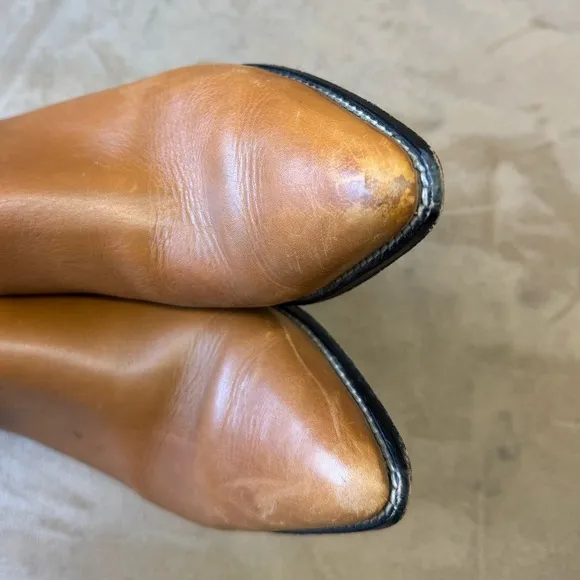 Rachel Comey Sonora Light Brown Leather Ankle Boots Back Zipper Low Heel Size 9