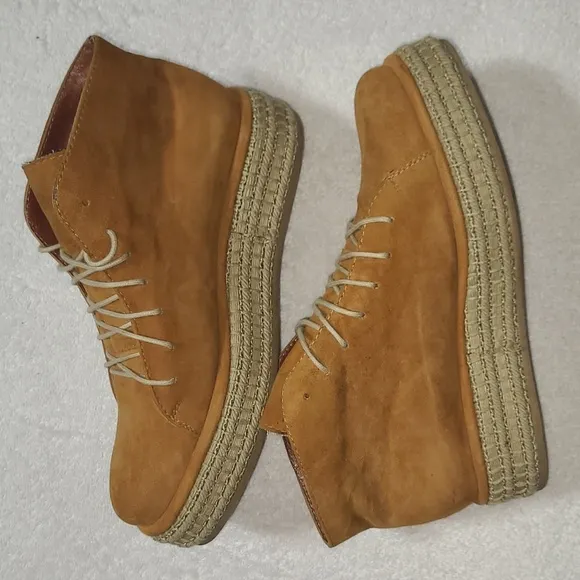 Rachel Comey Tan Suede Espadrille Platform Boots Size 8 UE 7.5 US Women's