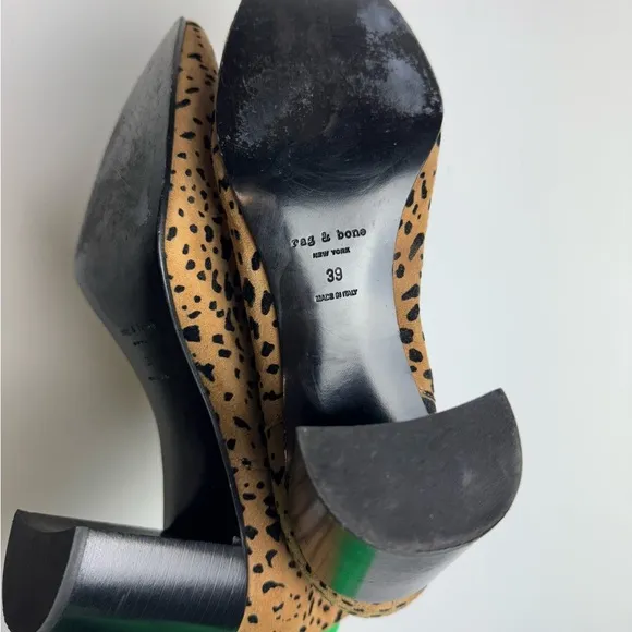 RAG &amp; BONE “Aslen” Cheetah Print Suede Square Heel Ankle Boots