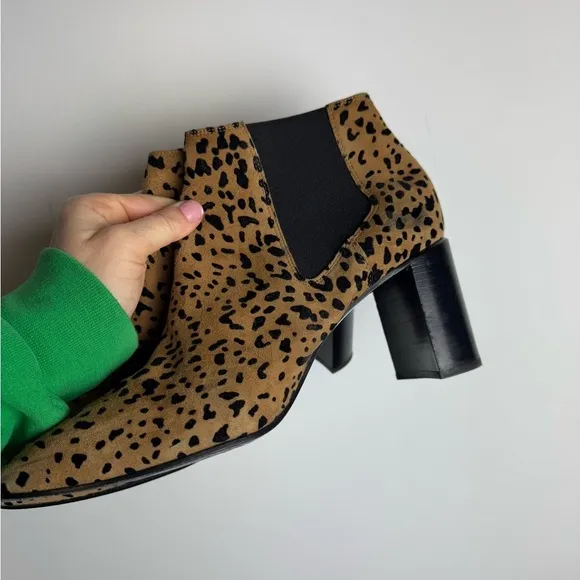 RAG &amp; BONE “Aslen” Cheetah Print Suede Square Heel Ankle Boots