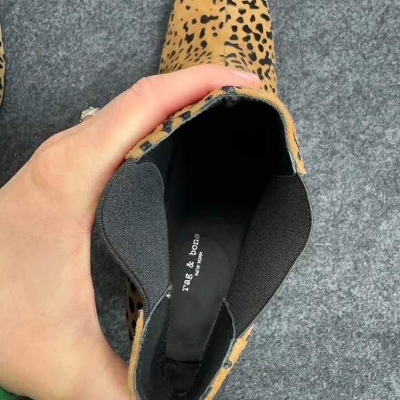 RAG &amp; BONE “Aslen” Cheetah Print Suede Square Heel Ankle Boots
