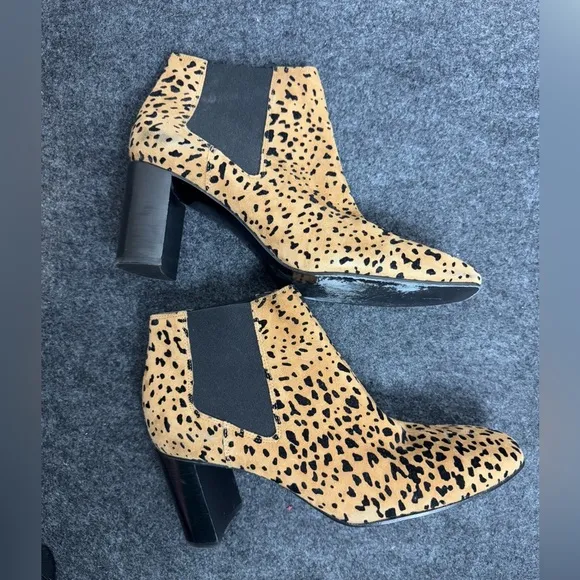 RAG &amp; BONE “Aslen” Cheetah Print Suede Square Heel Ankle Boots