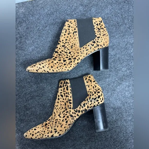 RAG &amp; BONE “Aslen” Cheetah Print Suede Square Heel Ankle Boots