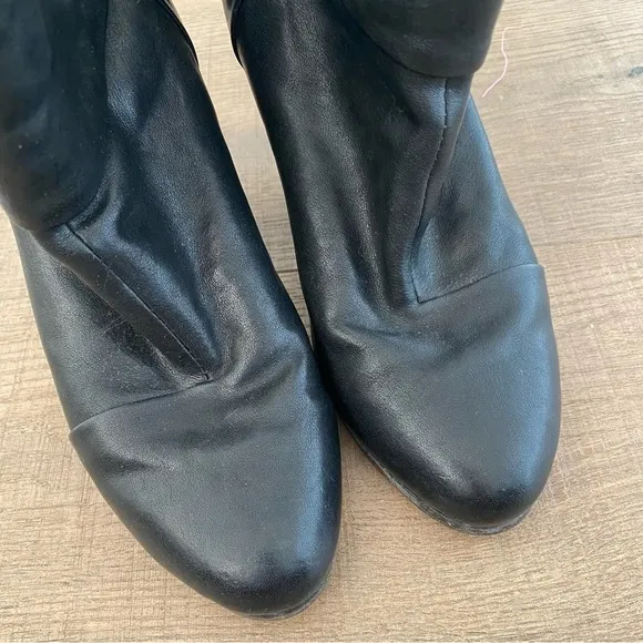 rag &amp; bone black leather newbury ankle heel boots booties