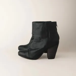 rag &amp; bone black leather newbury ankle heel boots booties