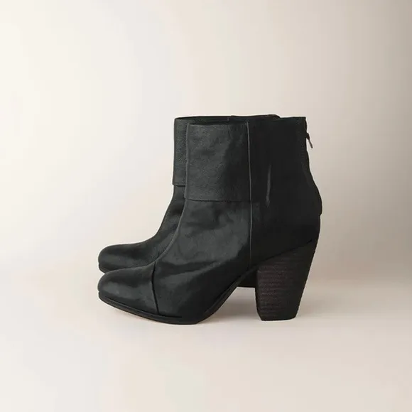 rag &amp; bone black leather newbury ankle heel boots booties