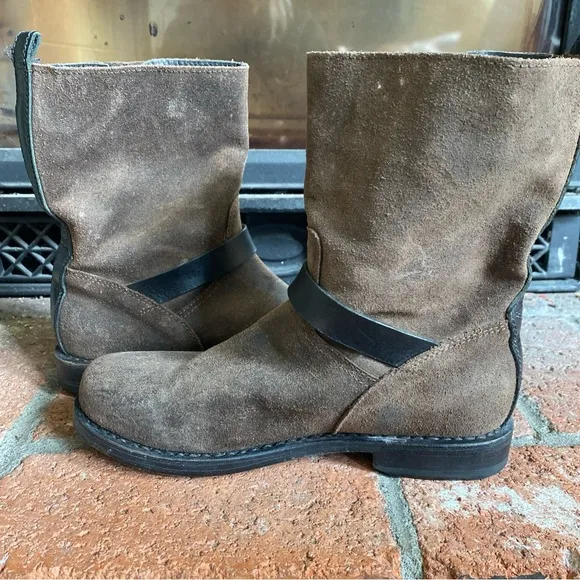 RAG &amp; BONE Brown Leather slow Heel Moto Boots Booties SZ 6.5-7 EU 37