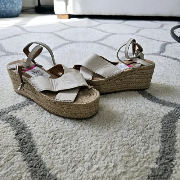 Rag &amp; Bone Cream Women's  Espadrille Wedge Sandals NWT Size 9