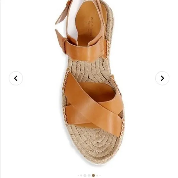 RAG &amp; BONE Giza Leather Espadrille Sandals In Caramel Leather Size EU 38