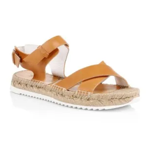 RAG &amp; BONE Giza Leather Espadrille Sandals In Caramel Leather Size EU 38
