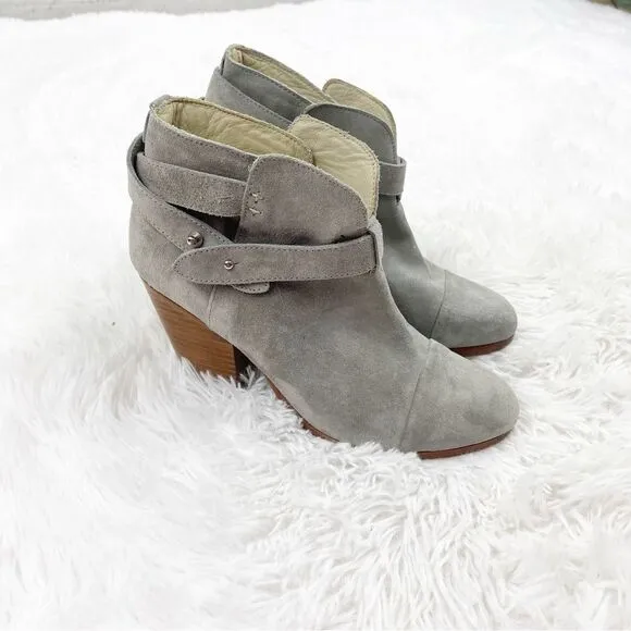 Rag &amp; Bone Harrow Gray Suede Block Heel Booties
