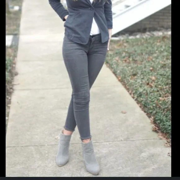Rag &amp; Bone Harrow Gray Suede Block Heel Booties