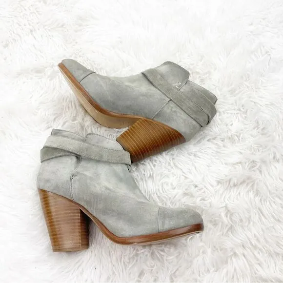 Rag &amp; Bone Harrow Gray Suede Block Heel Booties