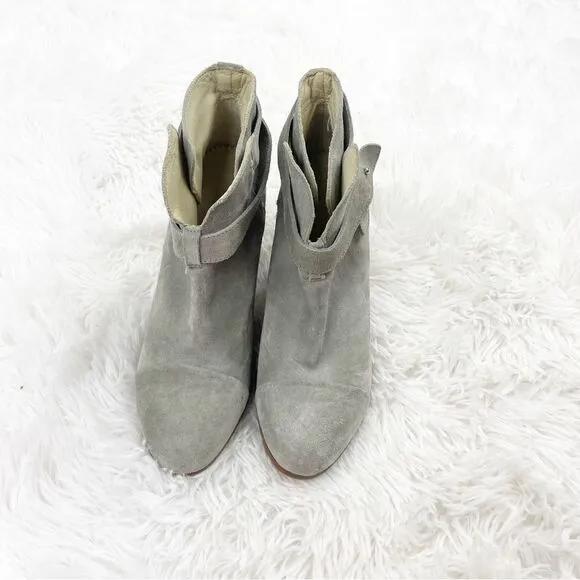 Rag &amp; Bone Harrow Gray Suede Block Heel Booties