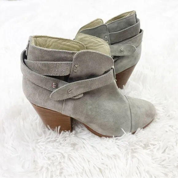Rag &amp; Bone Harrow Gray Suede Block Heel Booties