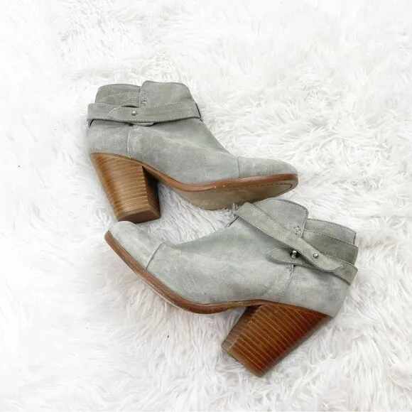 Rag &amp; Bone Harrow Gray Suede Block Heel Booties