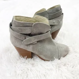 Rag &amp; Bone Harrow Gray Suede Block Heel Booties