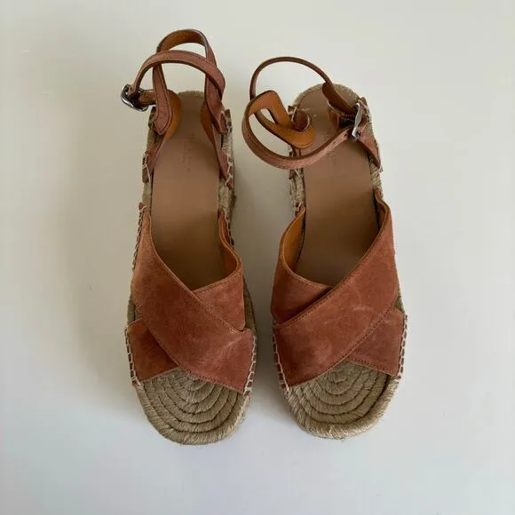 Rag &amp; Bone Hera Brown Espadrille Jute Platform Wedge Sandals Women’s Size 10