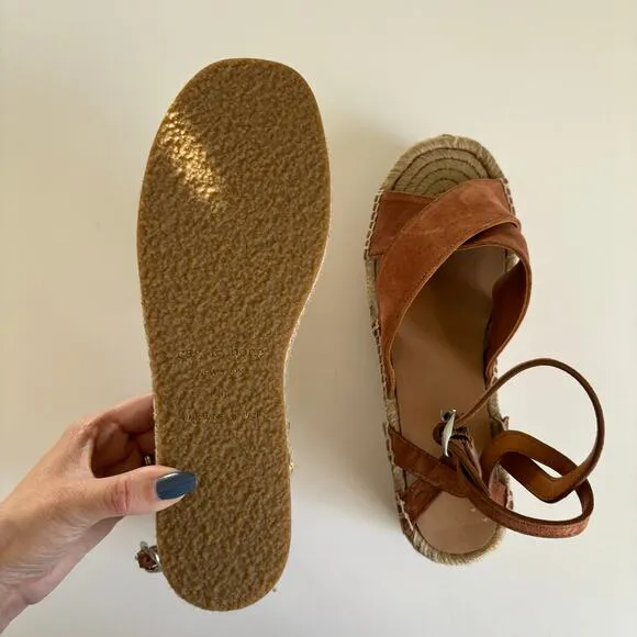Rag &amp; Bone Hera Brown Espadrille Jute Platform Wedge Sandals Women’s Size 10