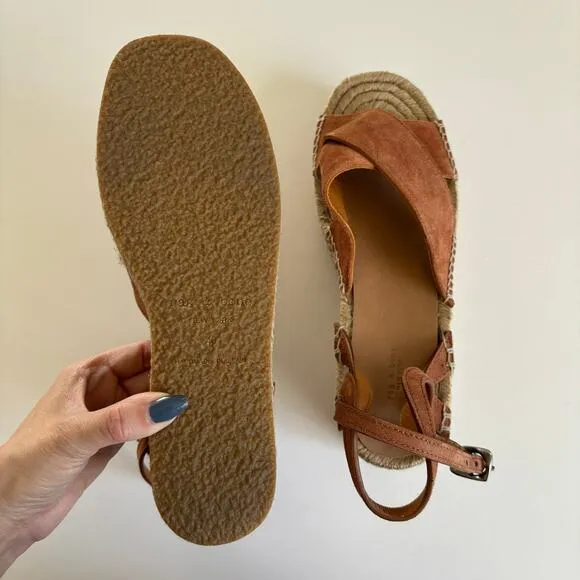 Rag &amp; Bone Hera Brown Espadrille Jute Platform Wedge Sandals Women’s Size 10