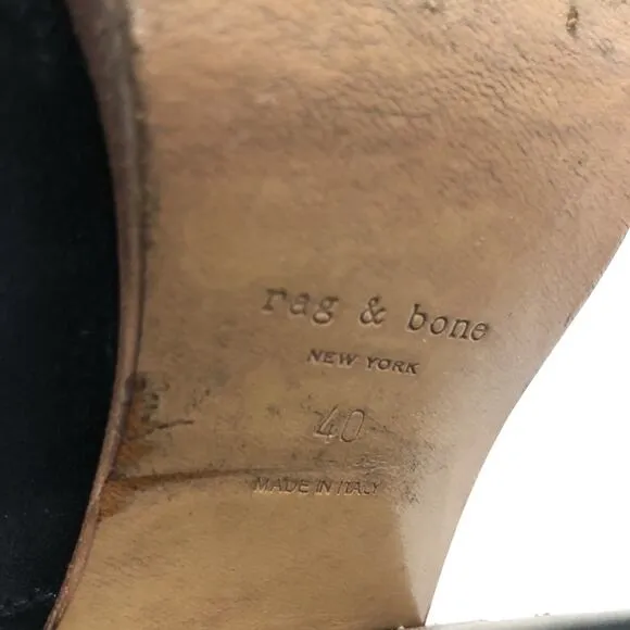Rag &amp; Bone Margot Black Italian Leather Stacked Heel Ankle Boots