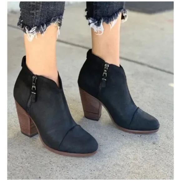 Rag &amp; Bone Margot Black Italian Leather Stacked Heel Ankle Boots