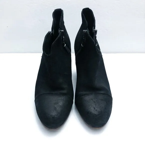 Rag &amp; Bone Margot Black Italian Leather Stacked Heel Ankle Boots