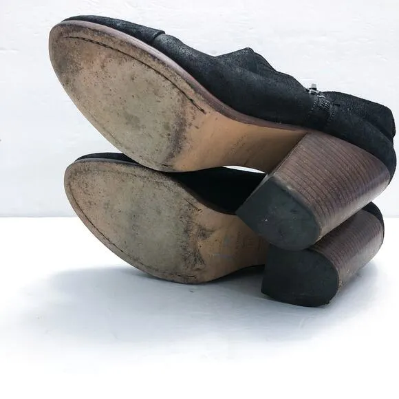 Rag &amp; Bone Margot Black Italian Leather Stacked Heel Ankle Boots