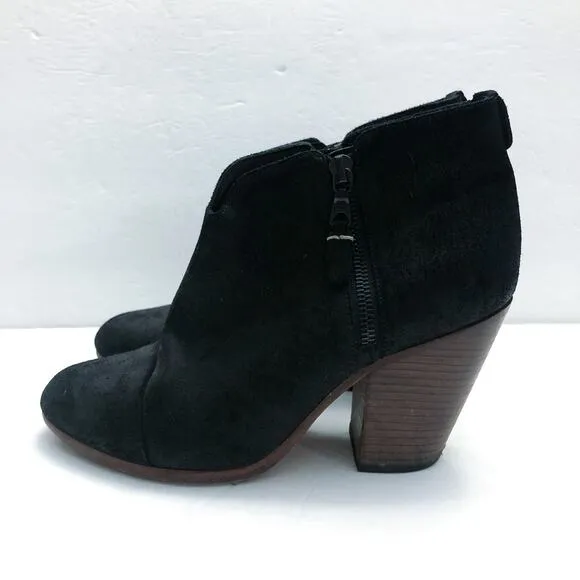 Rag &amp; Bone Margot Black Italian Leather Stacked Heel Ankle Boots