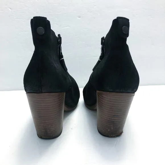 Rag &amp; Bone Margot Black Italian Leather Stacked Heel Ankle Boots