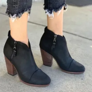 Rag &amp; Bone Margot Black Italian Leather Stacked Heel Ankle Boots
