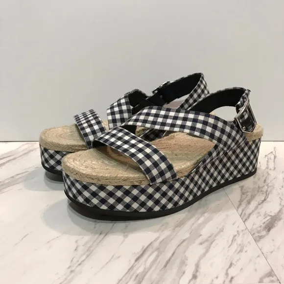 Rag &amp; Bone Megan Gingham Platform Sandals 39