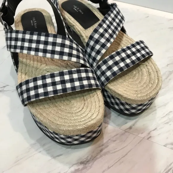 Rag &amp; Bone Megan Gingham Platform Sandals 39