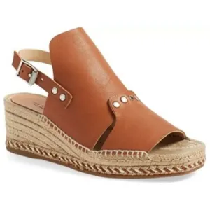 Rag &amp; Bone Sayre Espadrille Wedge Sandals Leather Brown 6.5  37 Quiet Luxury
