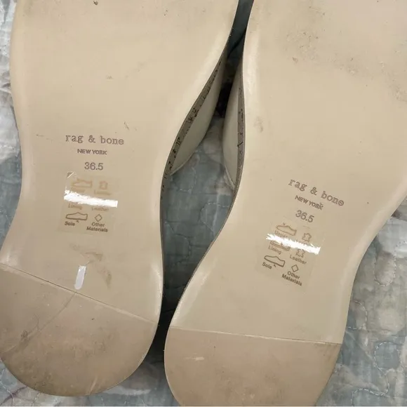 Rag &amp; Bone Sommer Oyster Grey Cream Leather Cork Platform Wedge Slide‎ Sandals