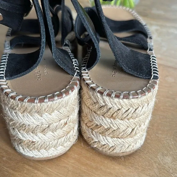 Rag &amp; Bone Tara Platform Espadrille Sandals Black Suede