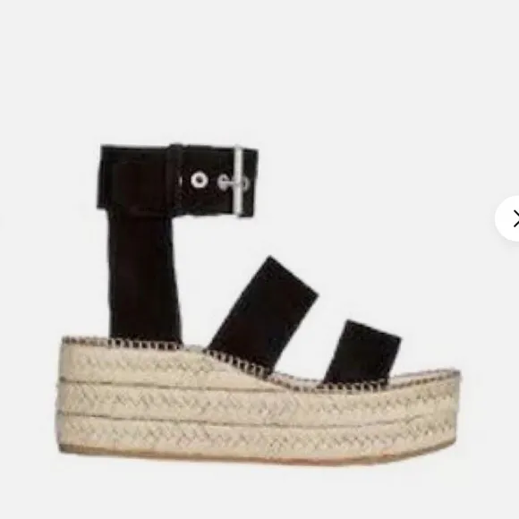 Rag &amp; Bone Tara Platform Espadrille Sandals Black Suede