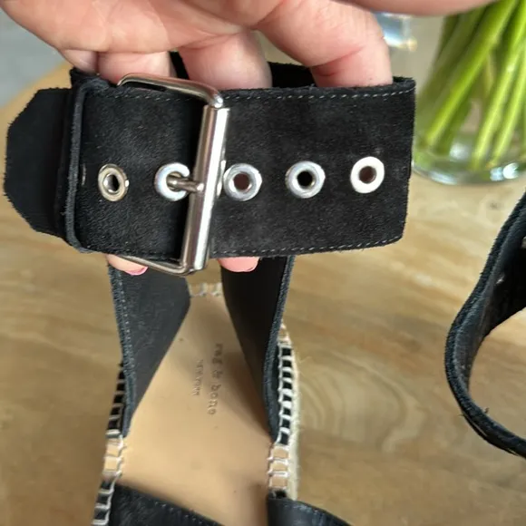Rag &amp; Bone Tara Platform Espadrille Sandals Black Suede