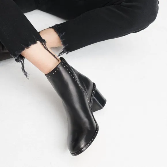 Rag &amp; Bone Willow Studded Heel Ankle Leather Boots