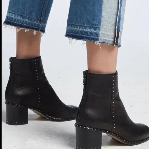 Rag &amp; Bone Willow Studded Heel Ankle Leather Boots