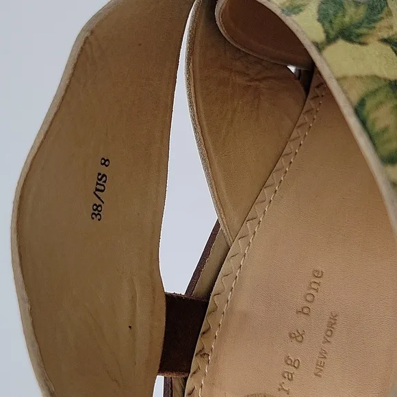 Rag and Bone platform sandals sz 8 women's leather floral