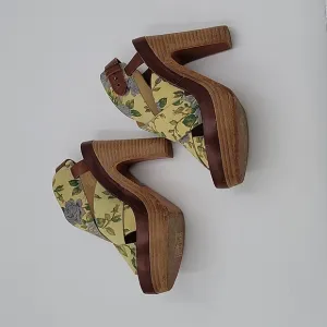 Rag and Bone platform sandals sz 8 women's leather floral