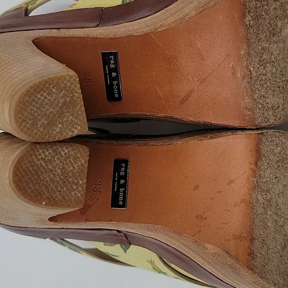 Rag and Bone platform sandals sz 8 women's leather floral
