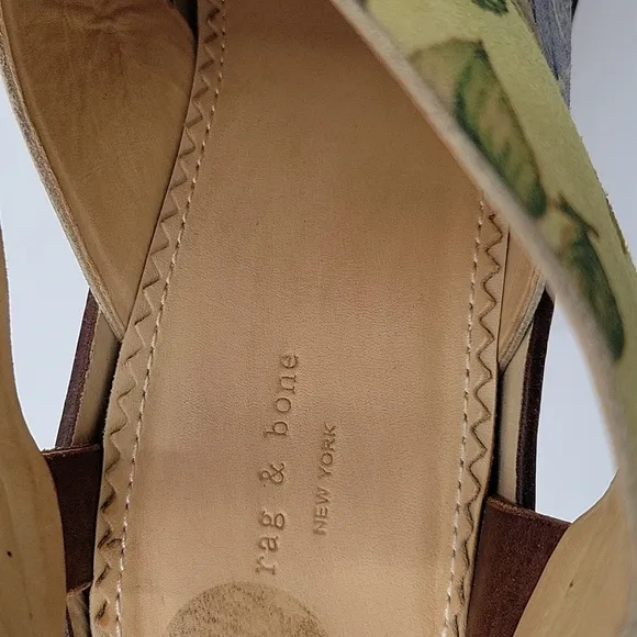 Rag and Bone platform sandals sz 8 women's leather floral
