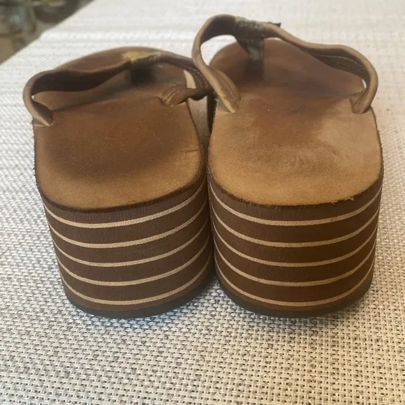 RAINBOW Platform WOMEN Sandals , light brown , leather, size9.5-10 , sanitized