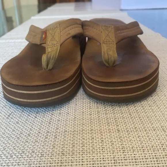 RAINBOW Platform WOMEN Sandals , light brown , leather, size9.5-10 , sanitized