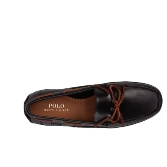 Ralph Lauren Polo Shoes Men Size 7D Roberts Driver Black Loafers Leather