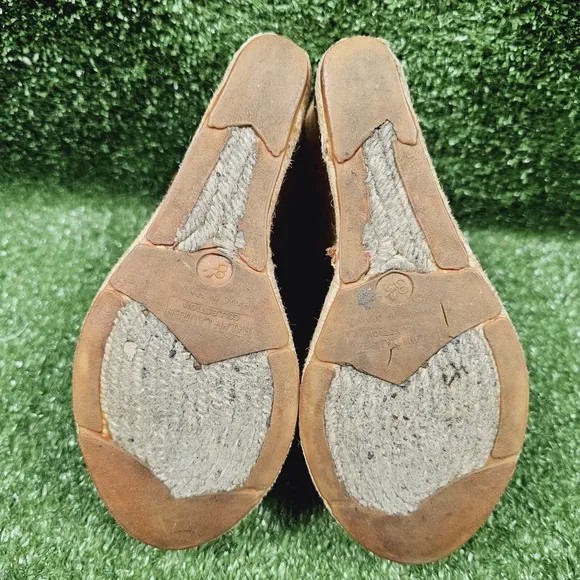 Ralph Lauren Purple Label Espadrille Wedge Heel Sandals Brown Leather Womens 8.5